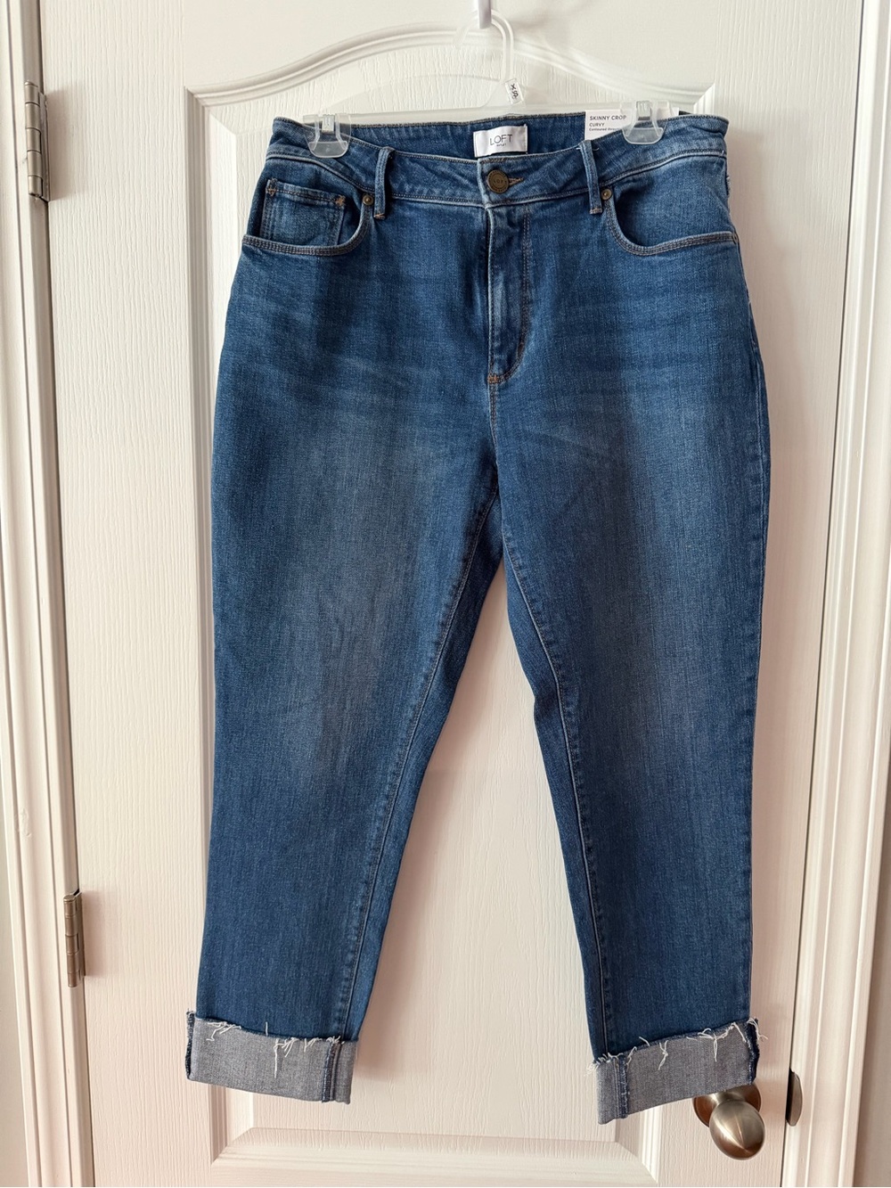 LOFT Dark Blue Cropped Straight Ankle Jeans